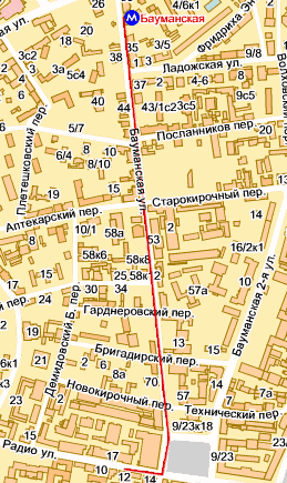 Схема проезда от ст.м. Бауманская